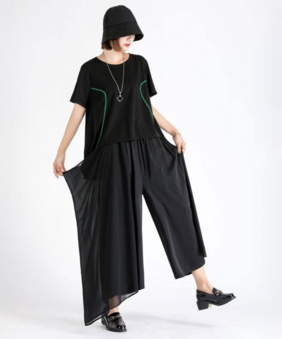 Draped Asymmetric Wide Pants