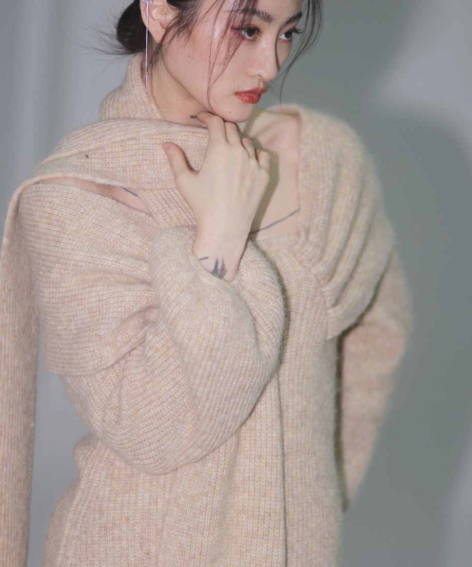 Melange Knit Dress & Scarf Co-ord