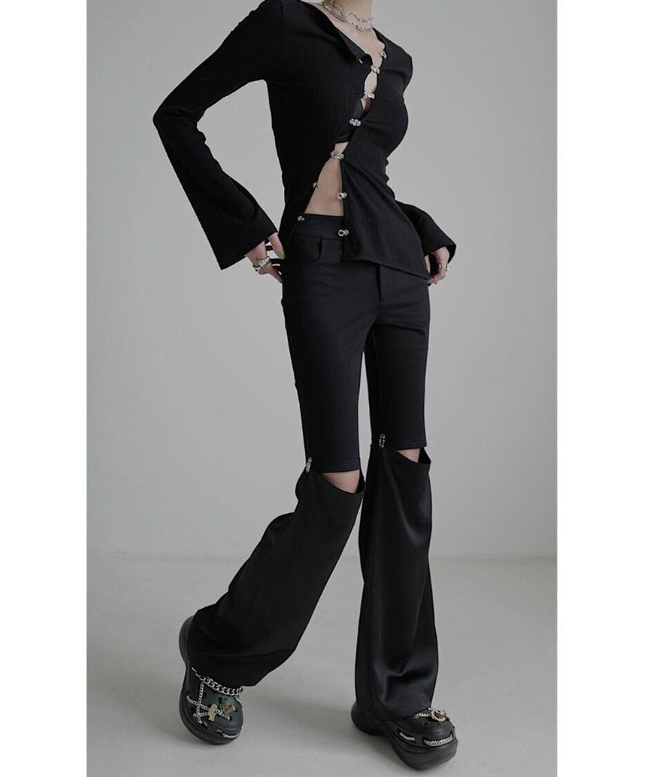 Asymmetric Cut-Out Hook Cardigan