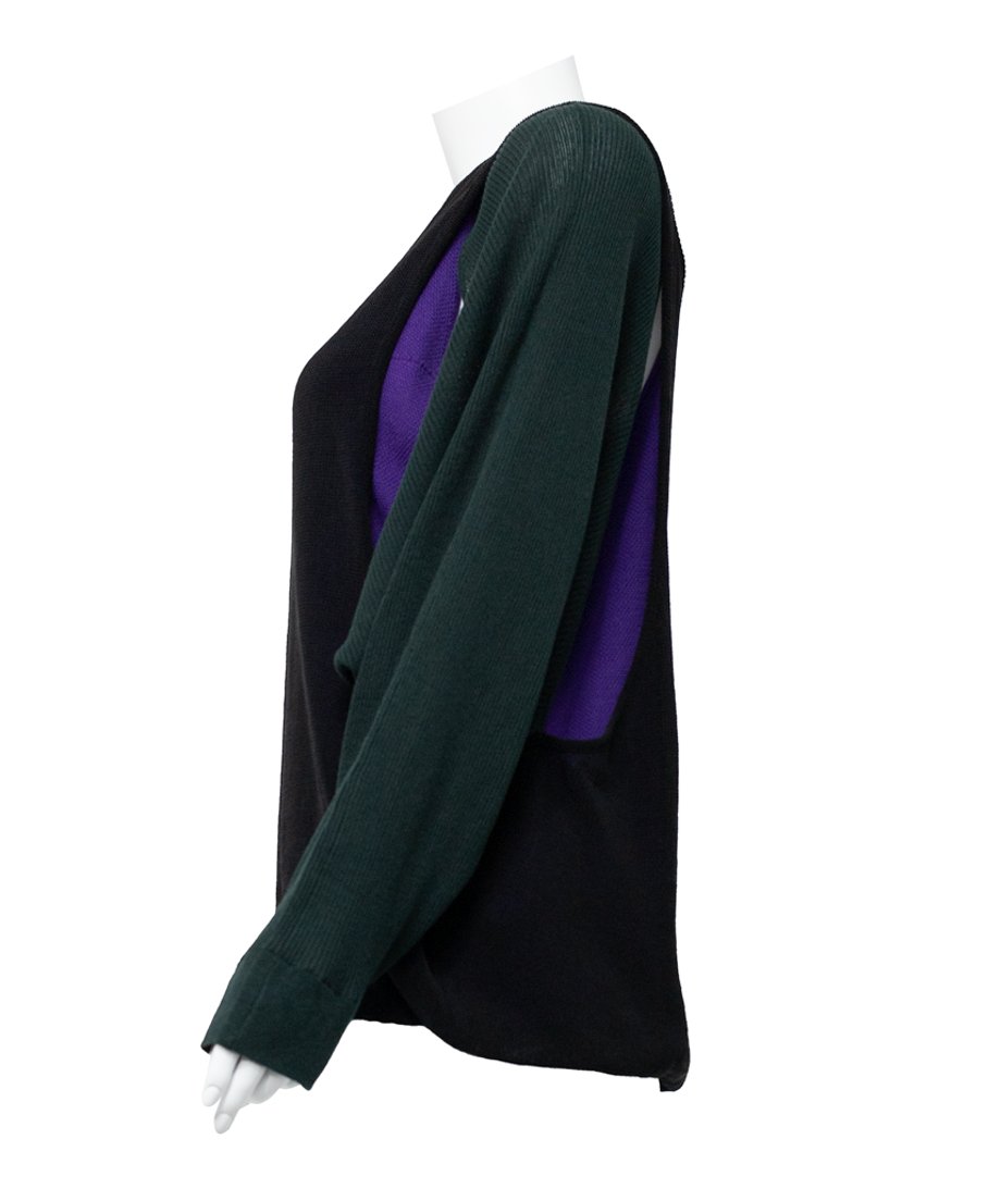 Cut-Out Panel Layered Knit Top