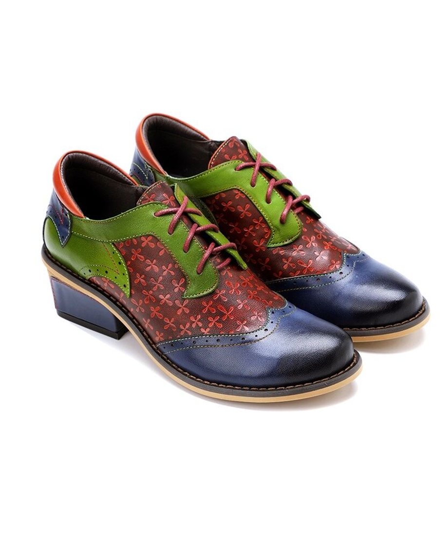 Color Patchwork Oxford Shoes