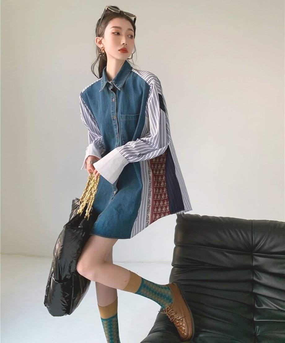 Striped Patchwork Blouse