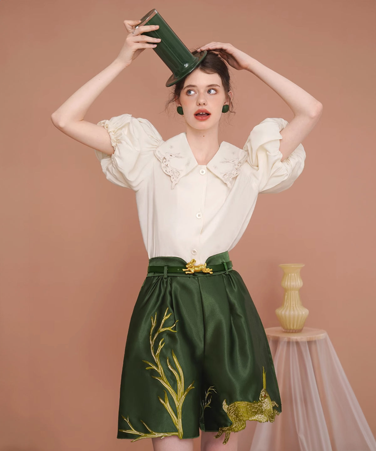 Rabbit Embroidery Shorts