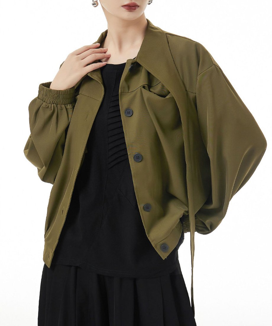 Scarf Detail Volume Jacket