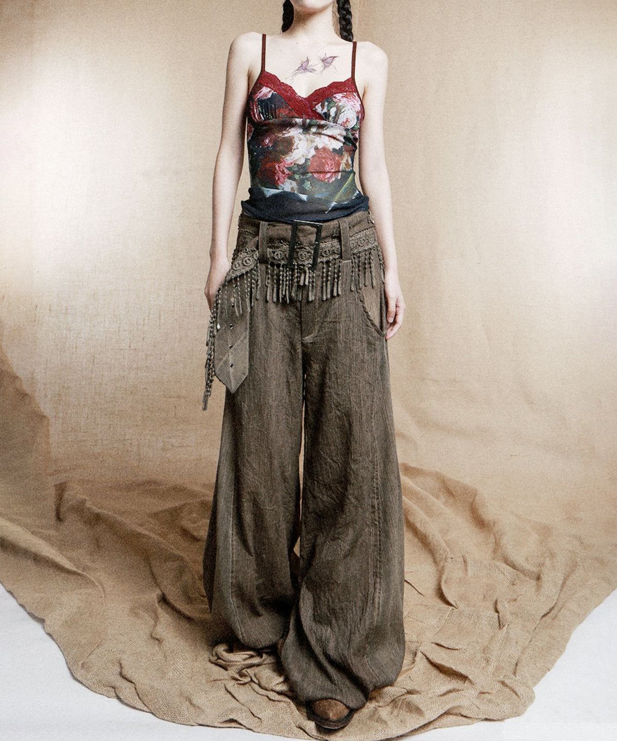 Tassel Belt Lantern Pants