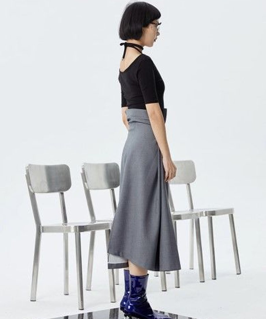 Zip Wrap Flare Skirt