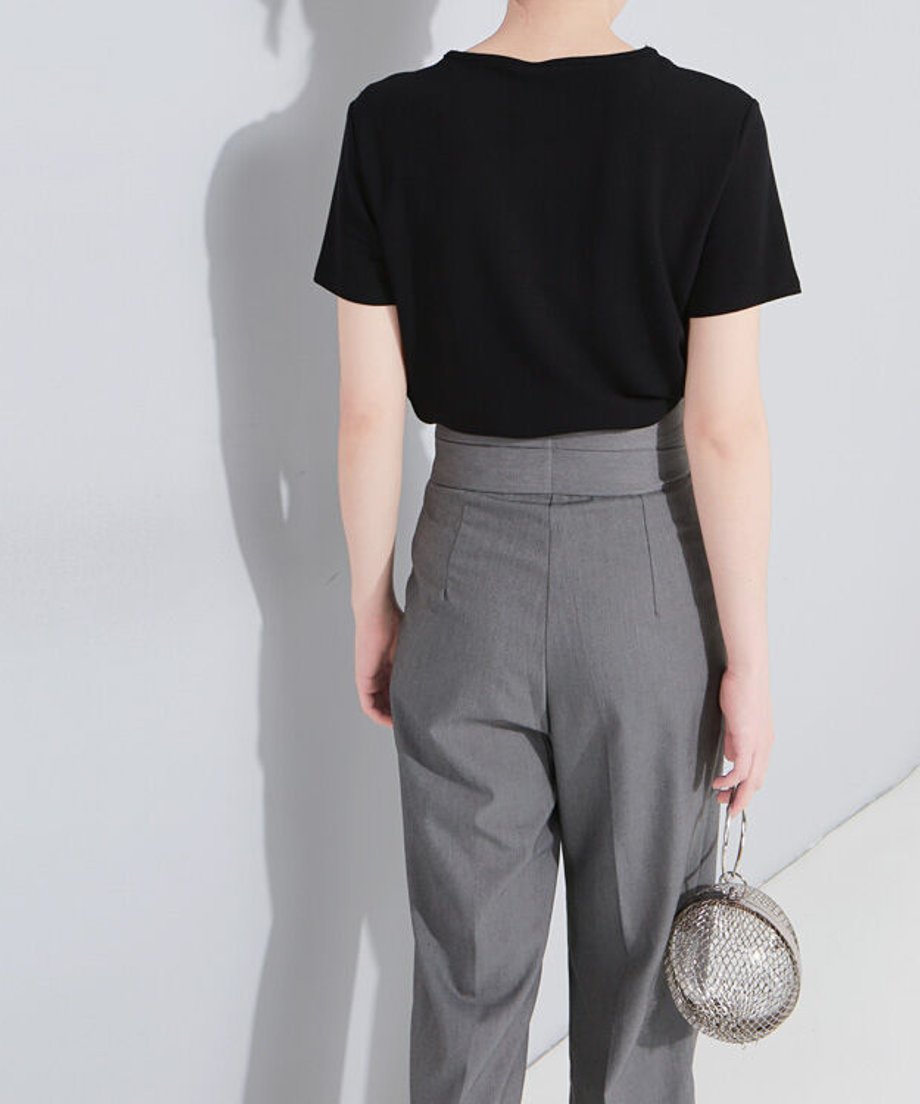 Button Belt Tapered Pants