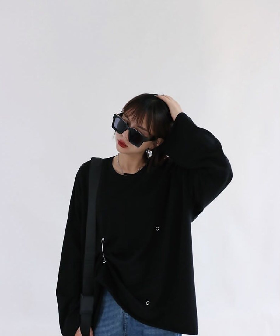 Pin Tuck Drape Long Sleeve Top