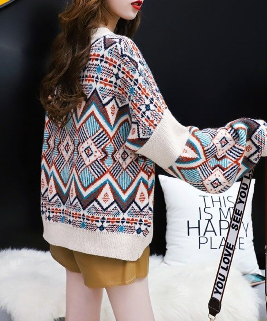 Tribal Geometric Knit Sweater