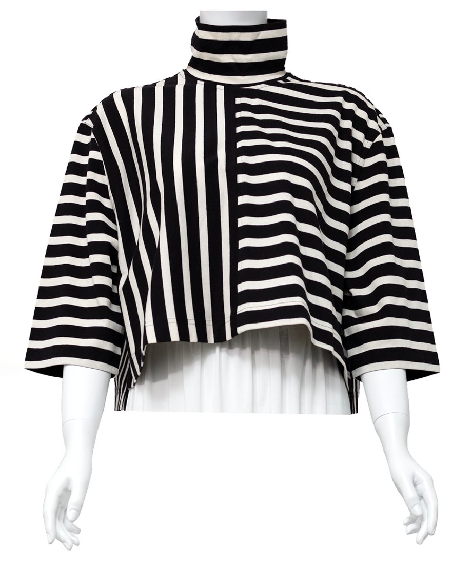 Striped Turtle-neck Top