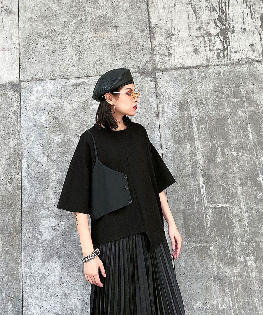 Half Sleeve Asymmetric Top
