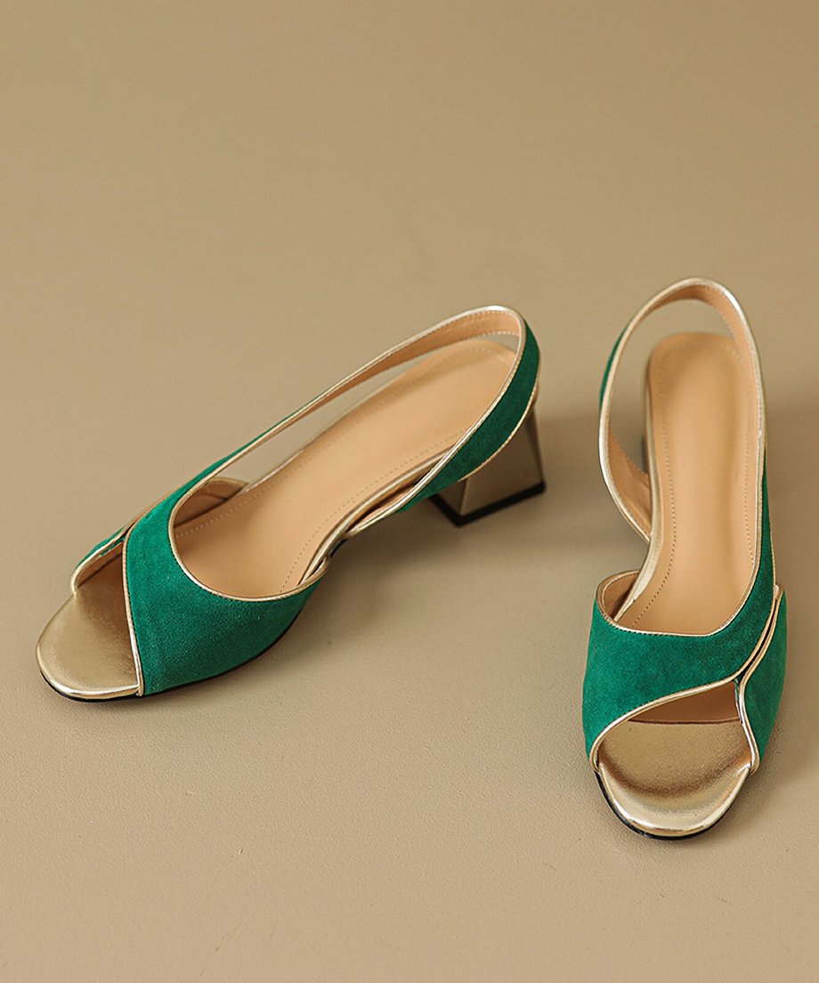 Bicolor Slingback Sandals