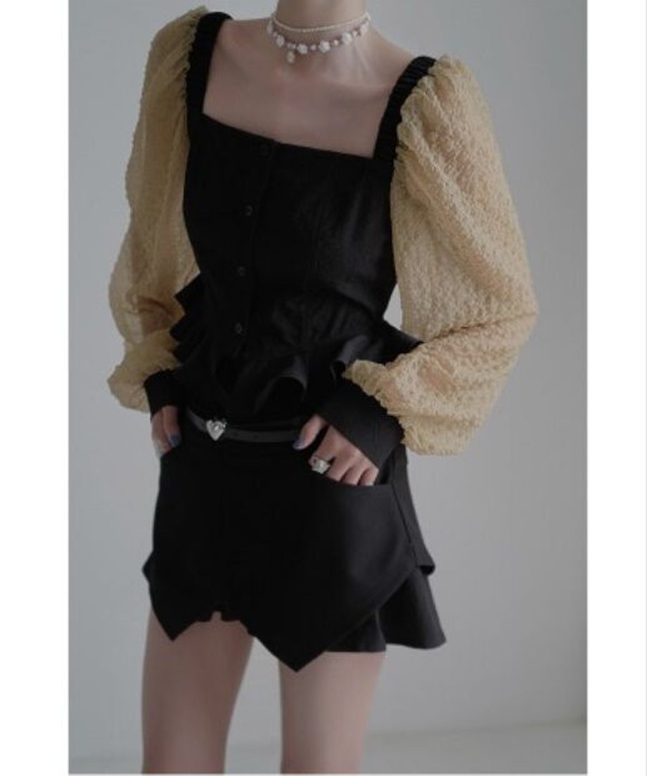 Square-neck Patchwork Top