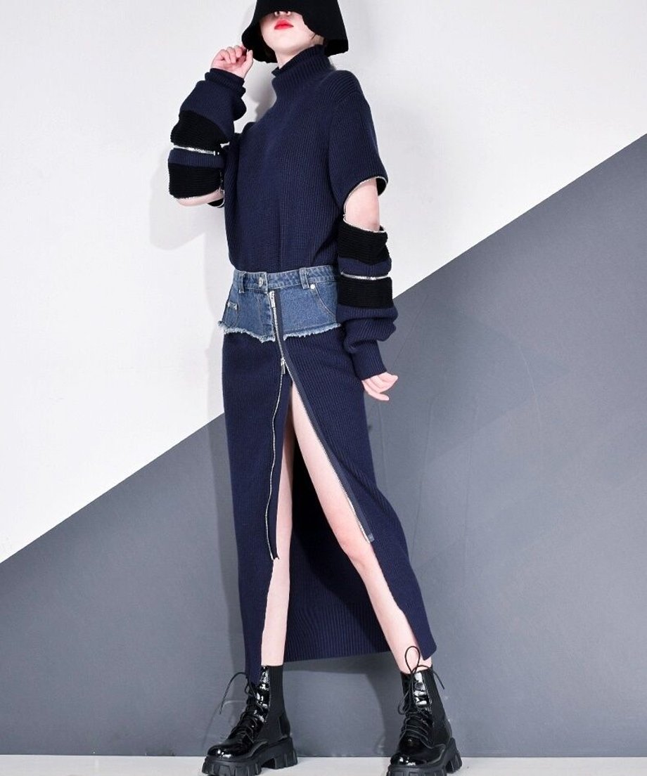 Designer Zip Sweater & Skirt Co-ord