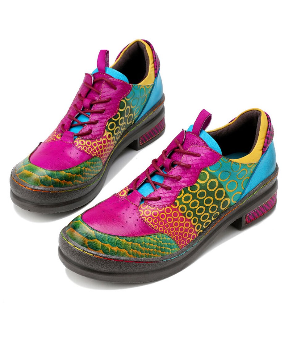 Pop Color Patchwork Derby Shoes