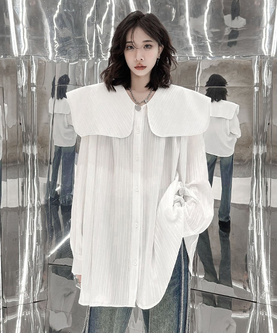 Pleated Sailor Collar Blouse