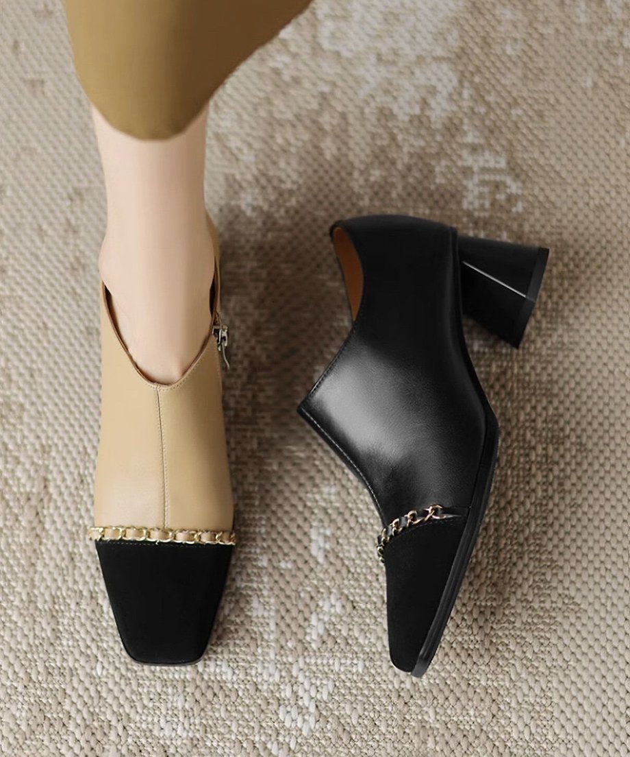 Bicolor Chain Booties