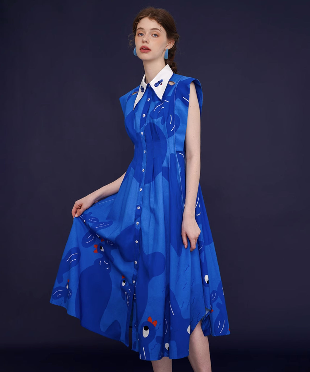 Blue Bird Flared Dress