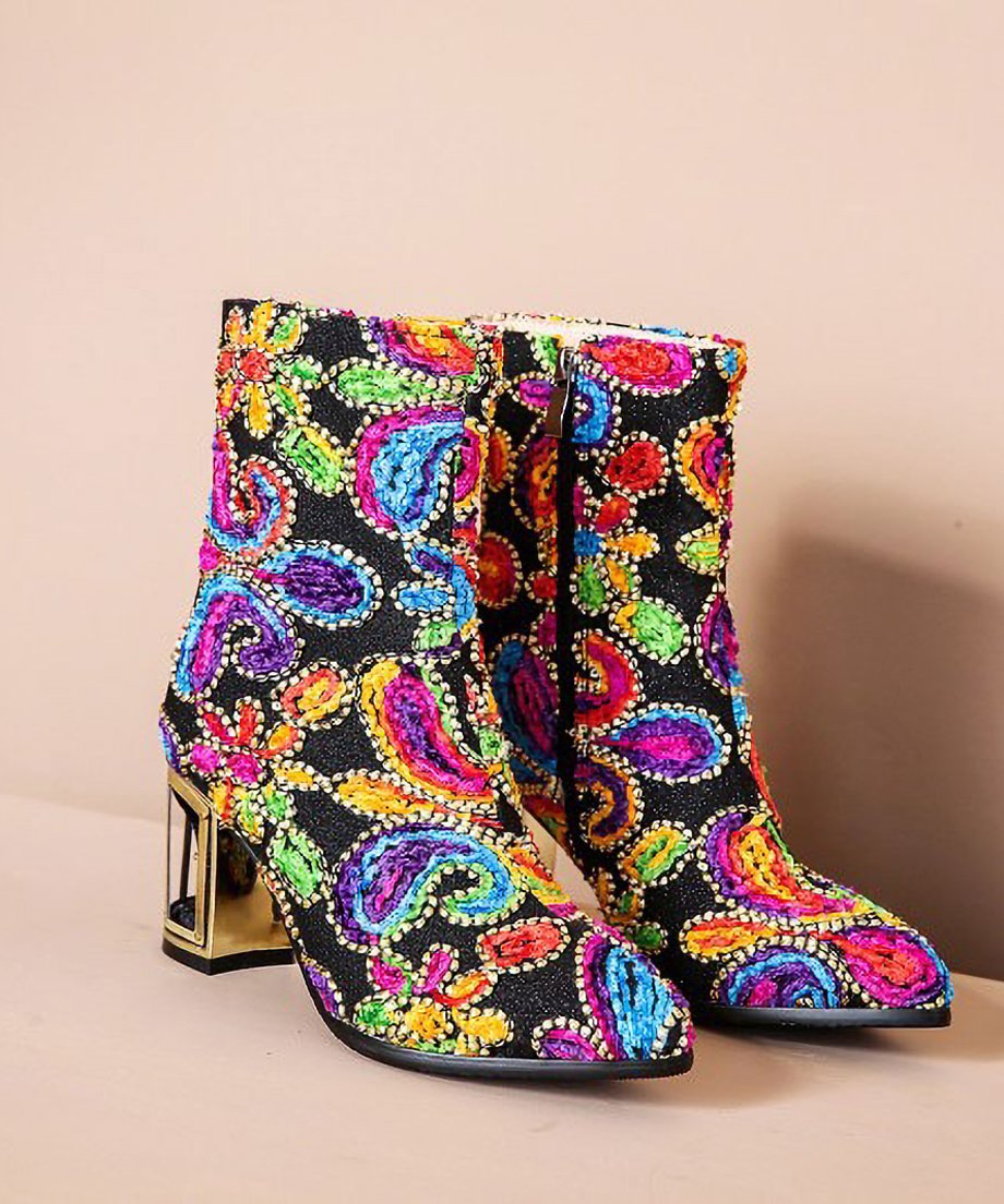 Beads  Flower Short Boots