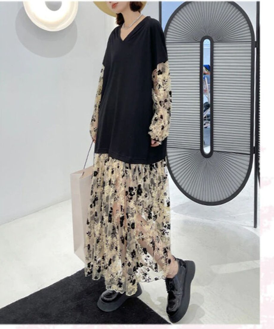 Sleeve See-through Dress