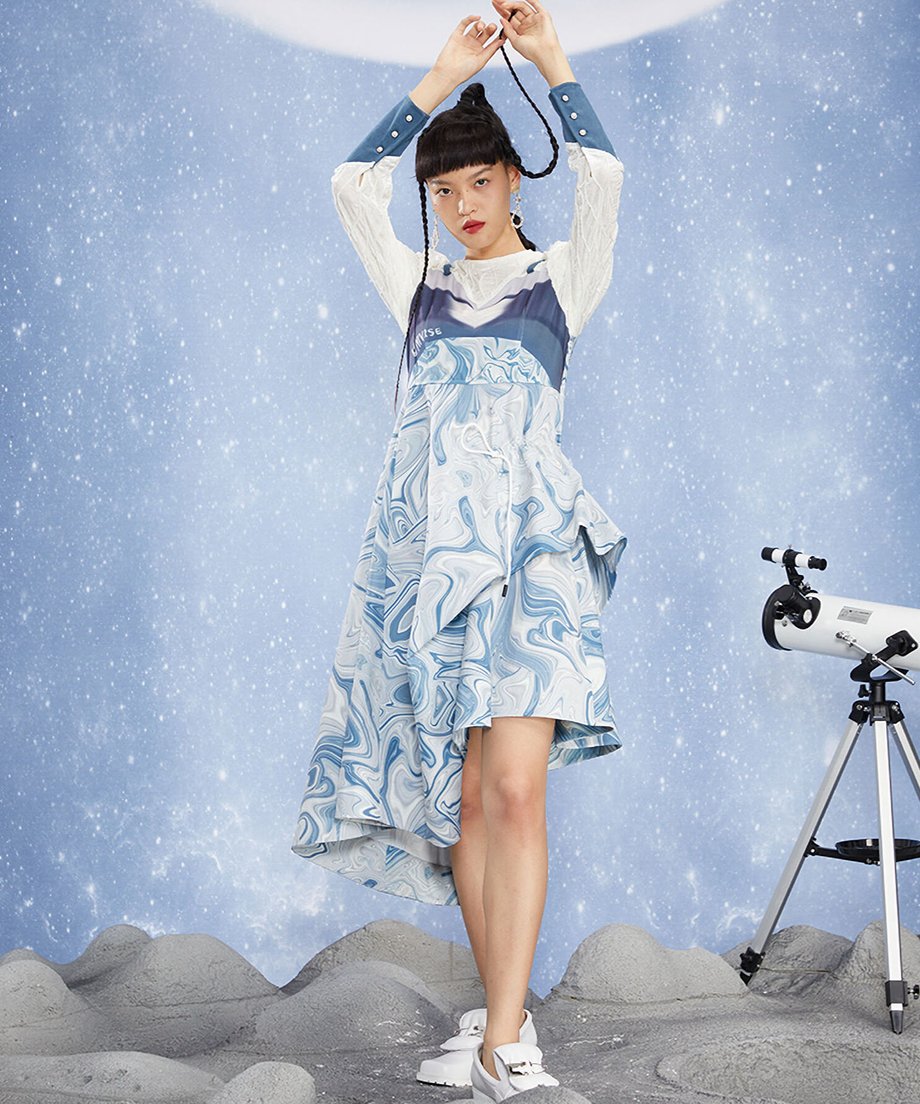 Faux Layered Marble Dress