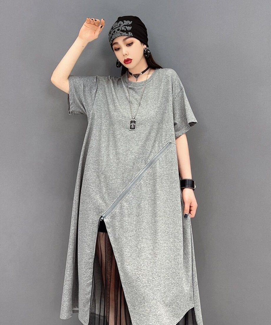Asymmetric Mesh Layered Dress