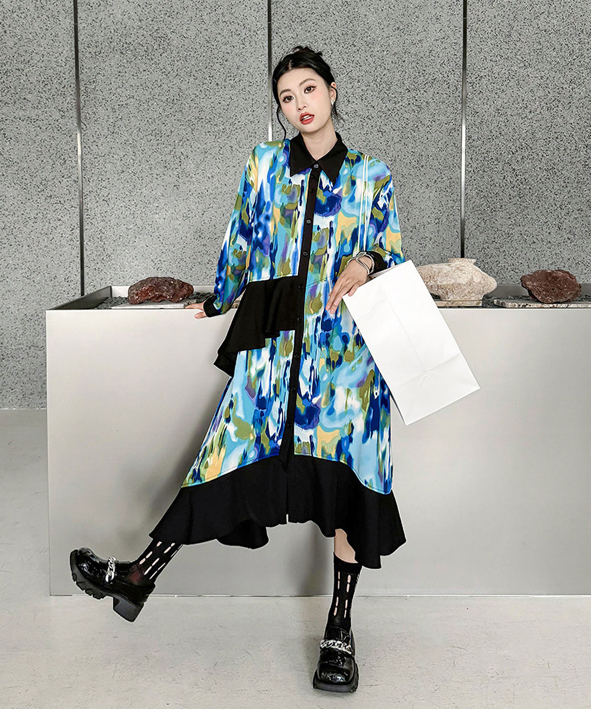 Marble Print Dress