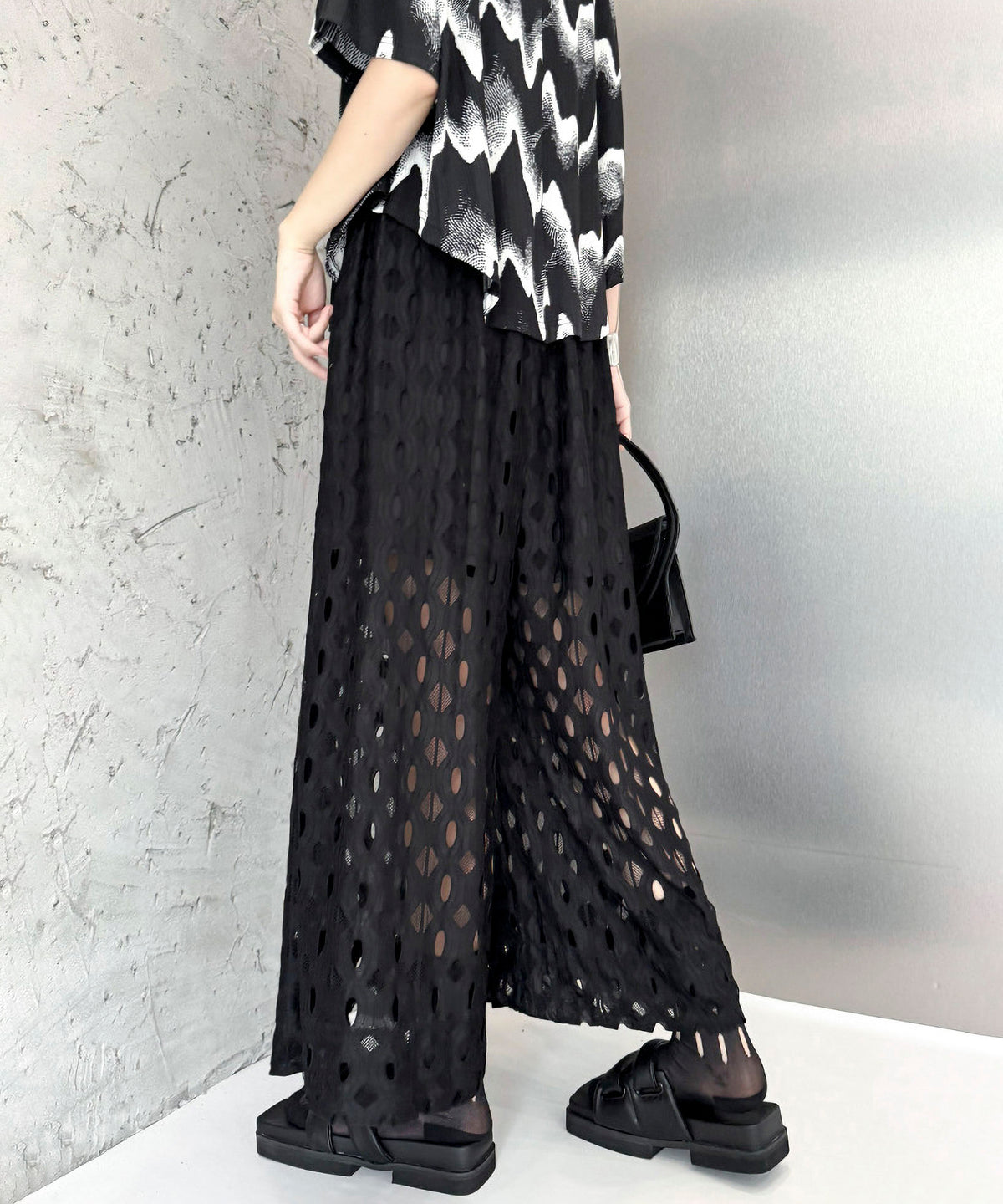 Cut-out Wide Pants