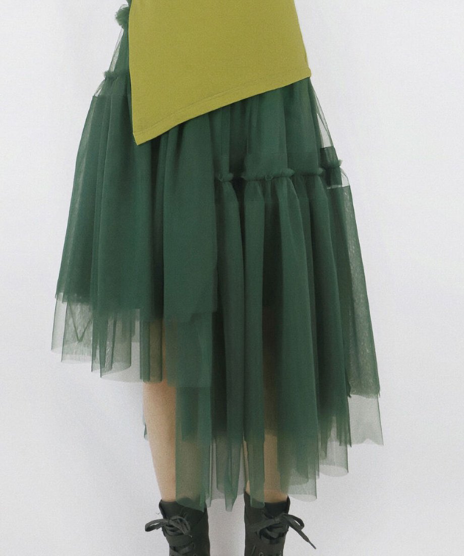 Layered Tulle Asymmetry Skirt