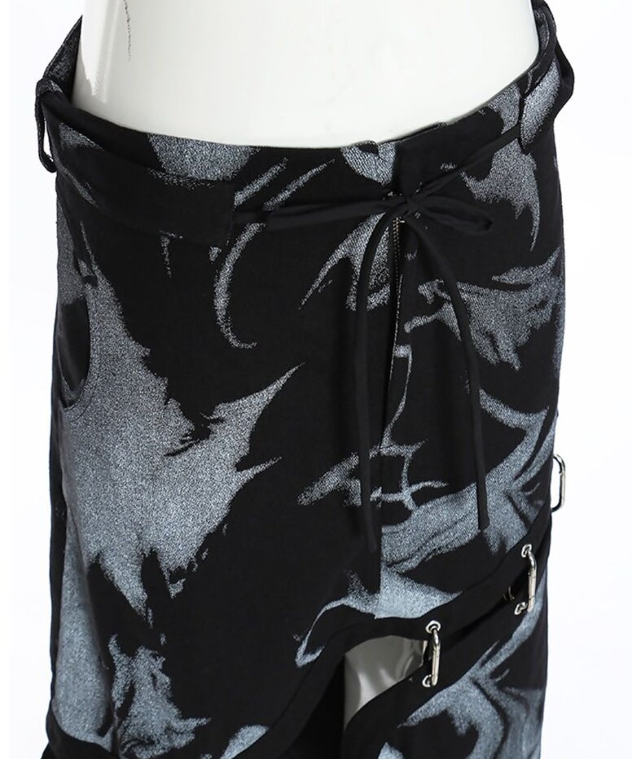 Deconstructed Safety Pin Print Skirt