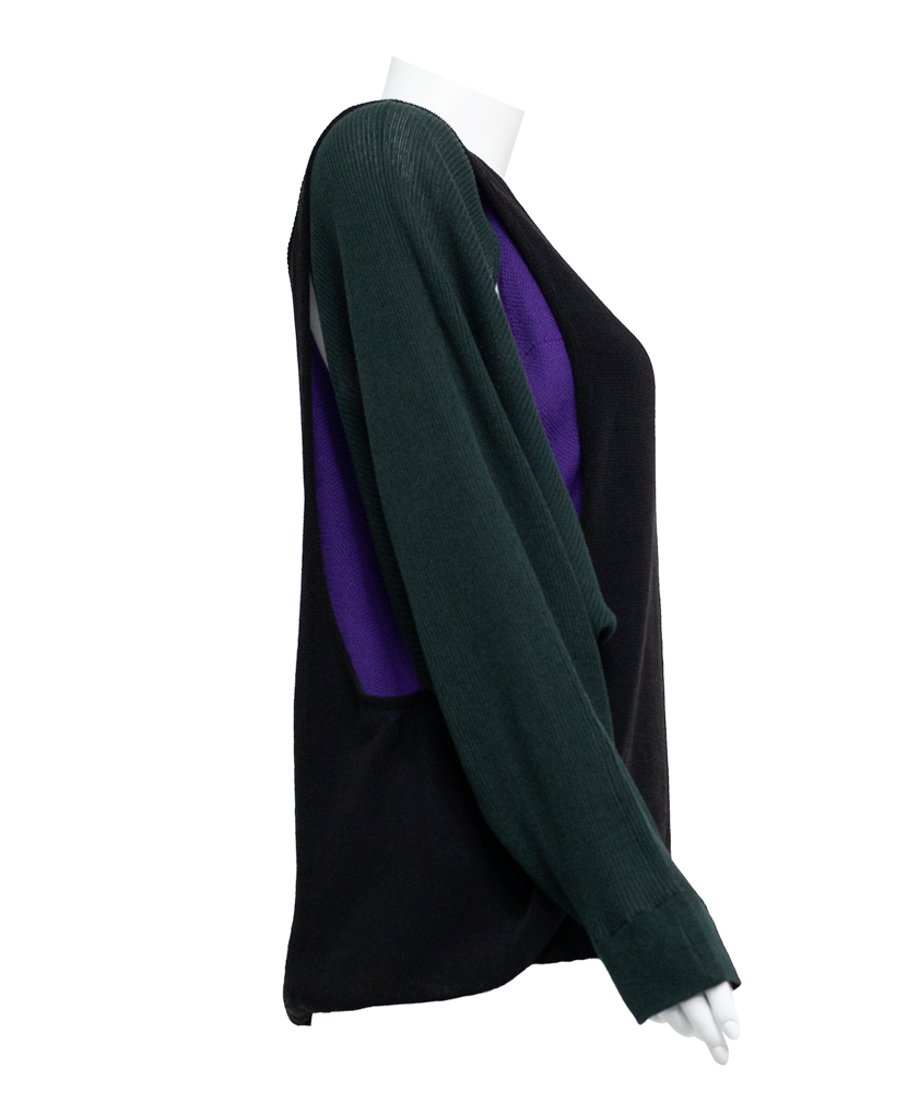 Cut-Out Panel Layered Knit Top