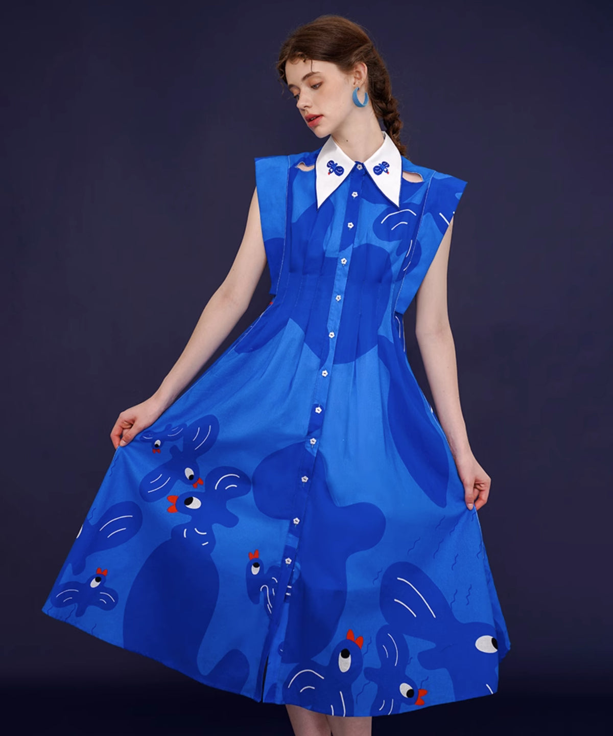 Blue Bird Flared Dress