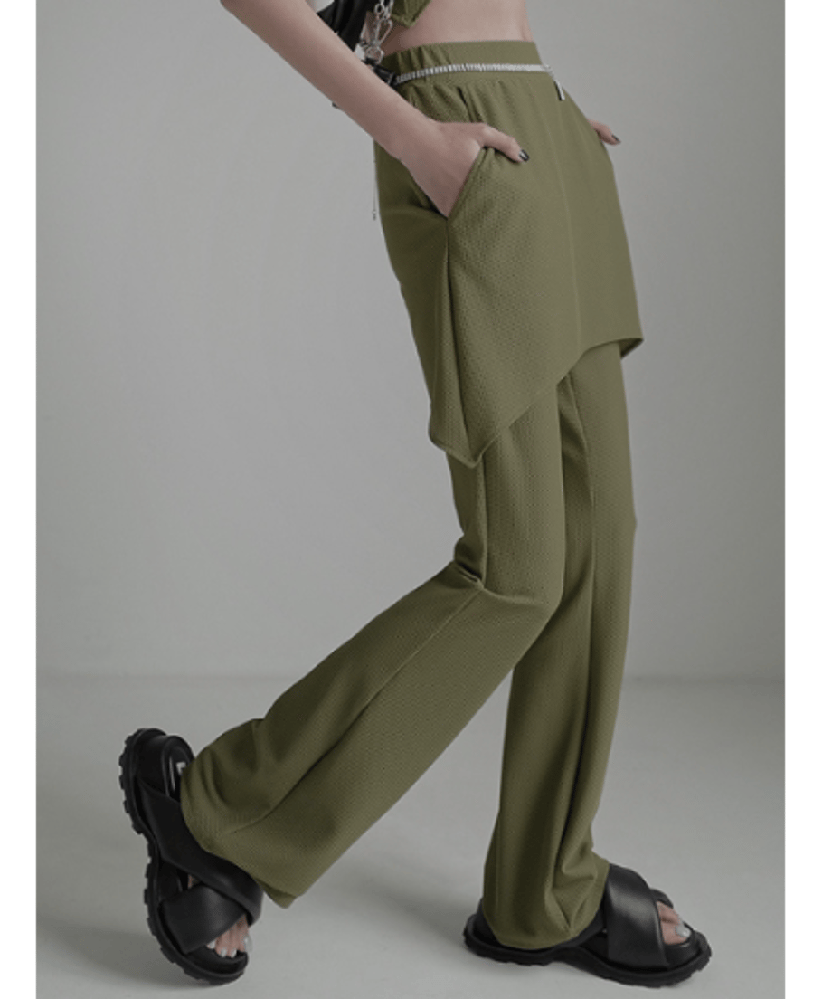 Asymmetric Skirted Flare Pants