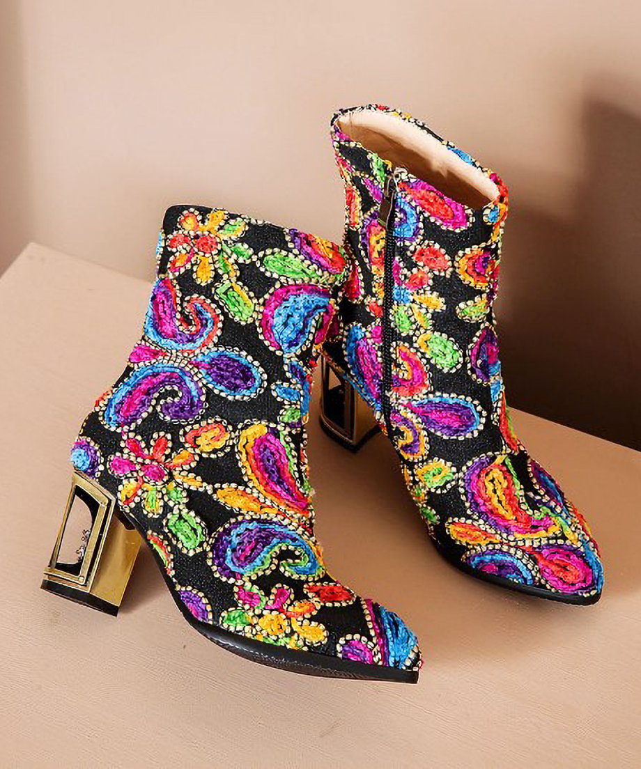 Beads  Flower Short Boots