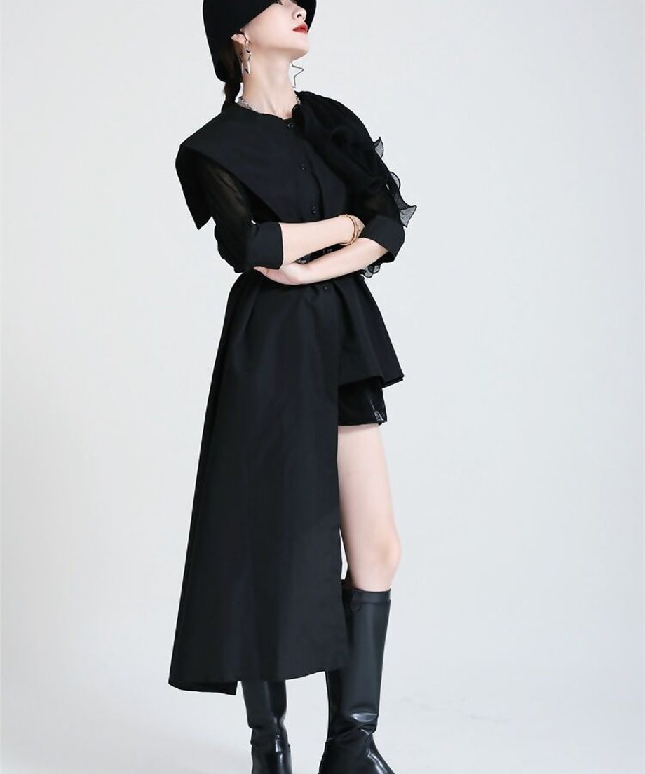 Ruffle Pleated Half Sleeve Blouse