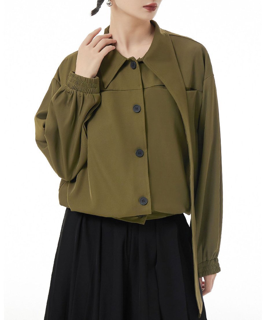 Scarf Detail Volume Jacket