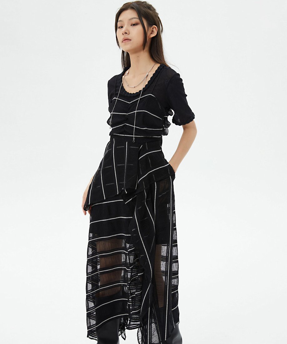 U-neck See-through Top