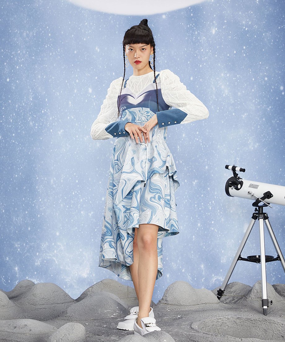 Faux Layered Marble Dress