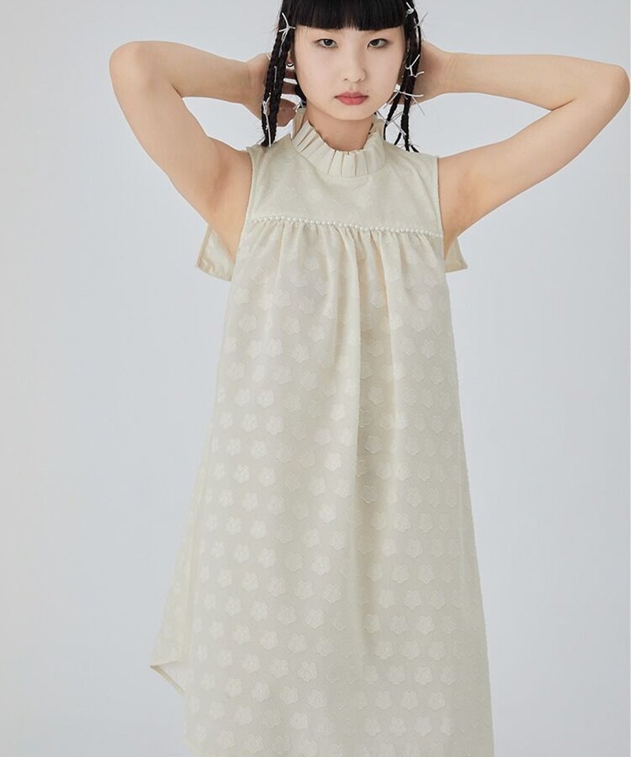 Dot Jacquard Asymmetric Dress