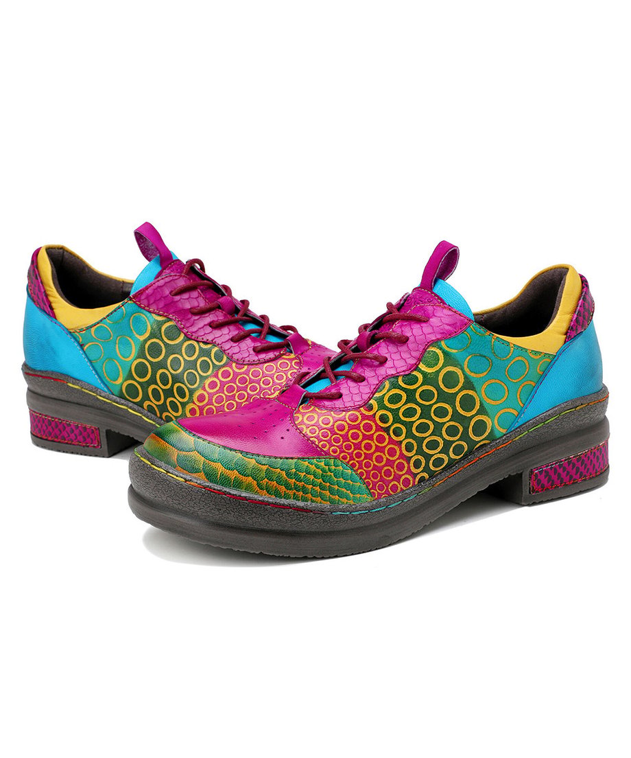 Pop Color Patchwork Derby Shoes