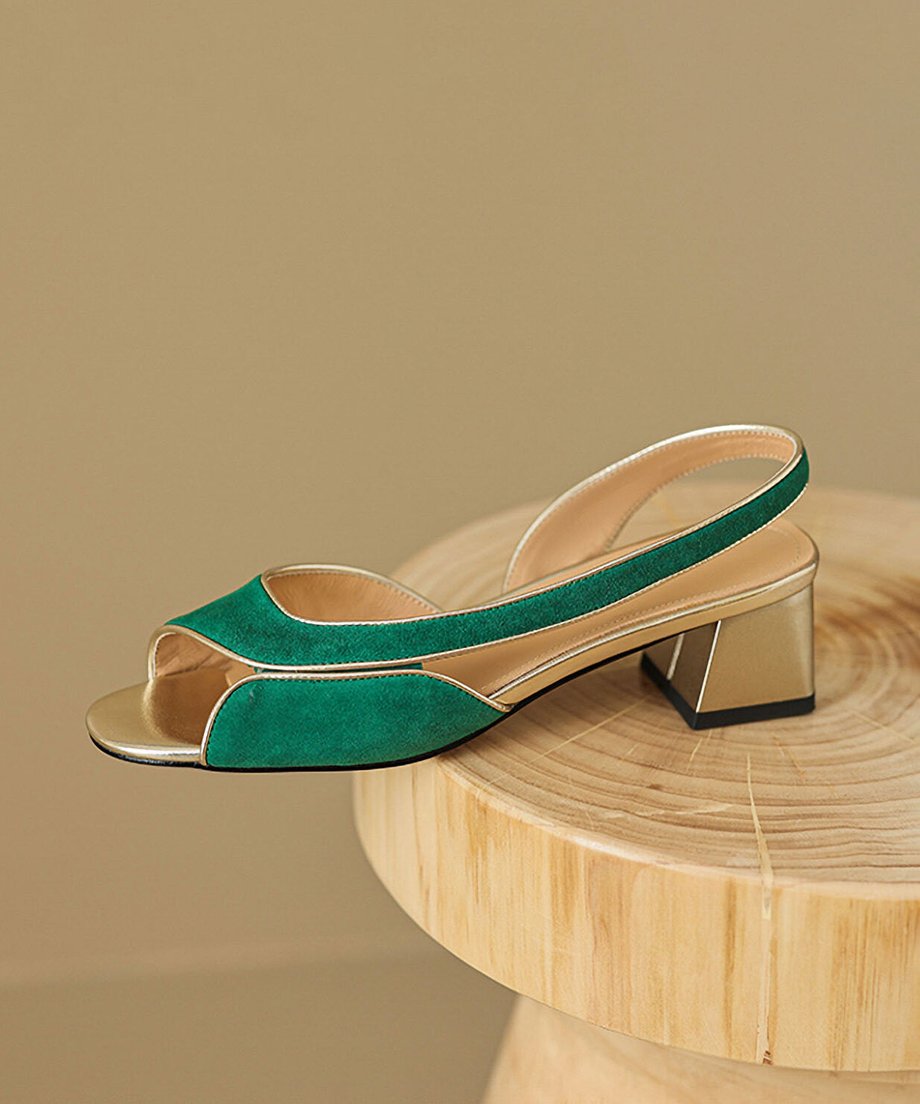 Bicolor Slingback Sandals
