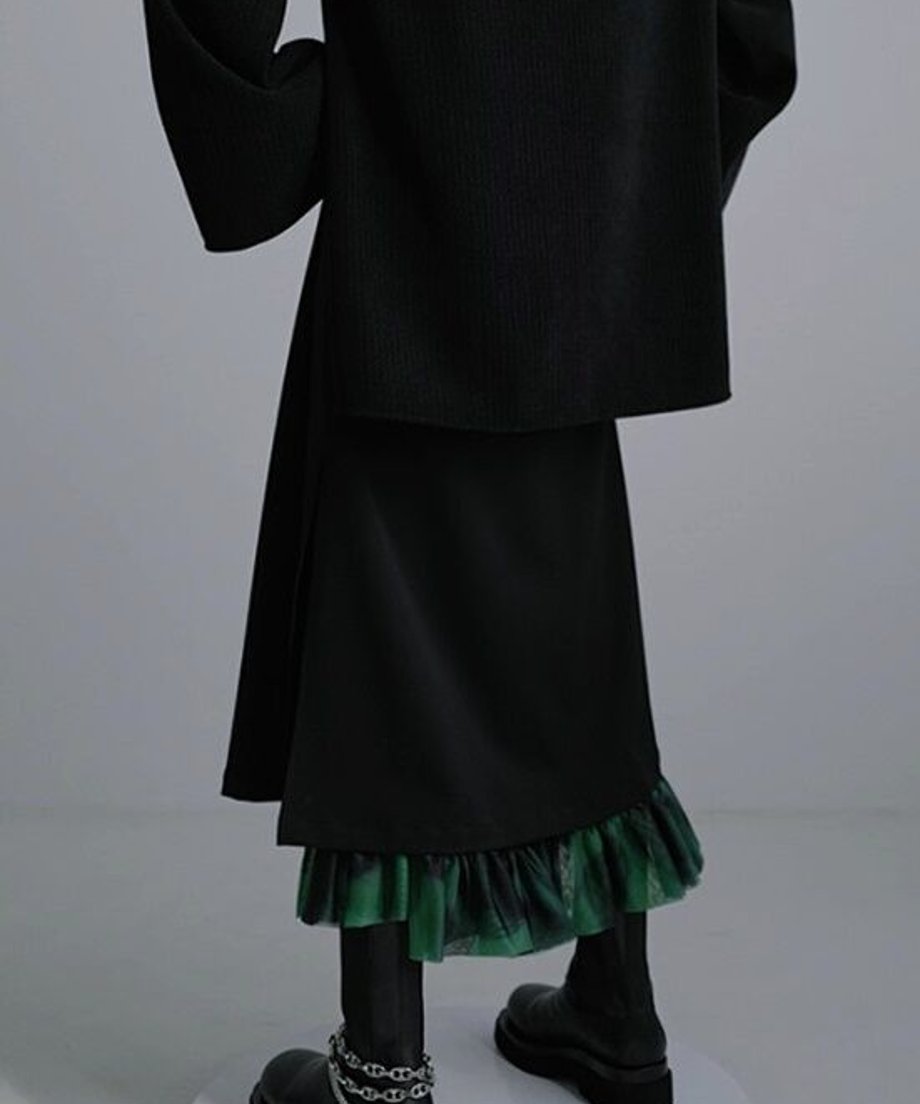 Ruffle Hem Layered Skirt