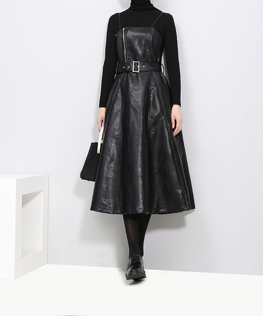 Faux Leather Dress