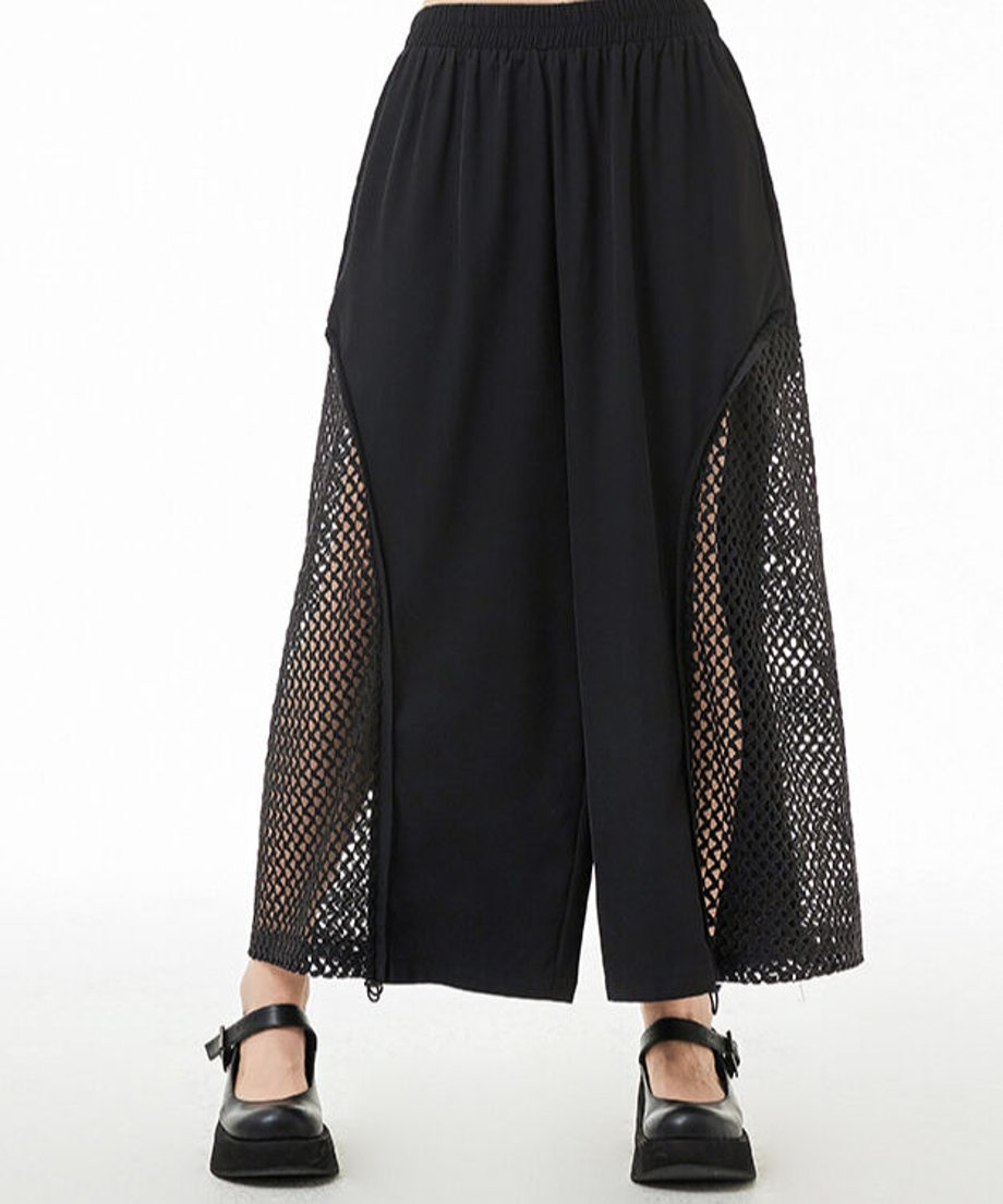 Side Mesh Wide Pants
