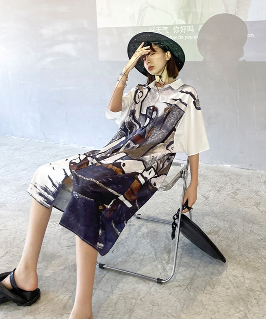 Abstract Cityscape Art Shirt Dress
