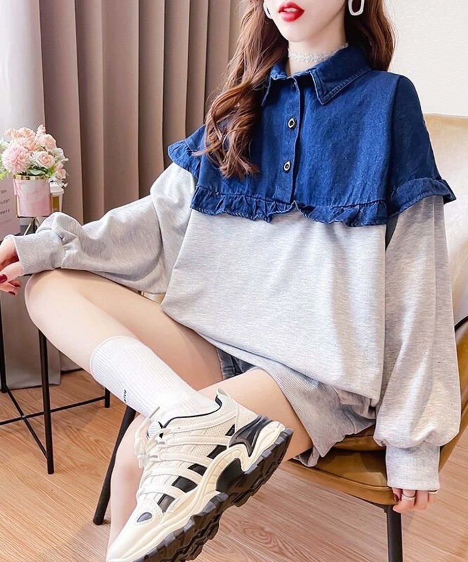 Denim Switch Top