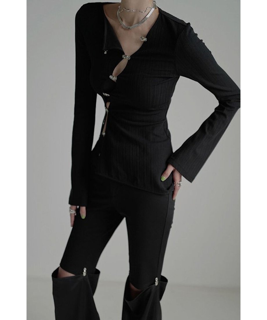 Asymmetric Cut-Out Hook Cardigan