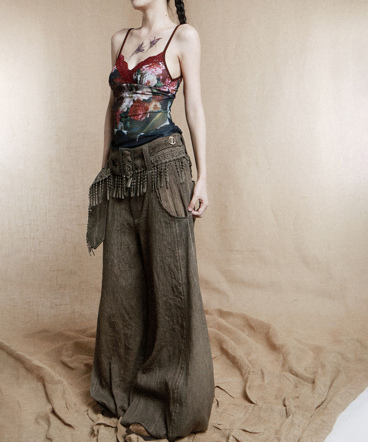 Tassel Belt Lantern Pants