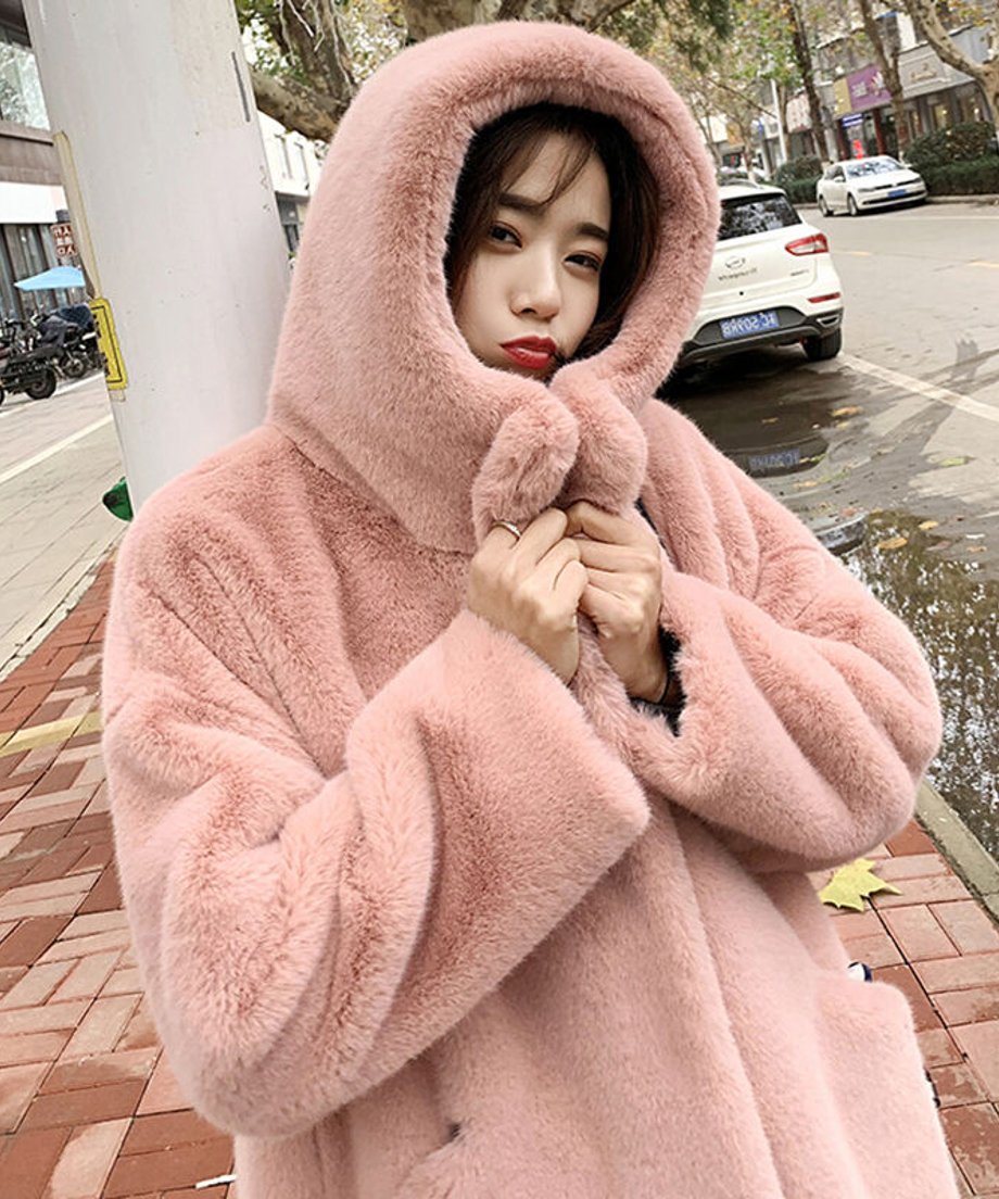faux fur long coat
