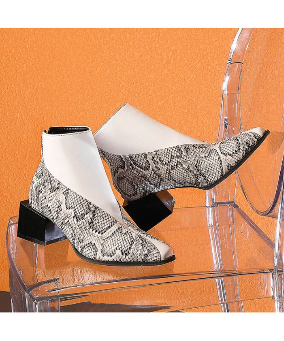 Two-Tone Split Line Ankle Boots